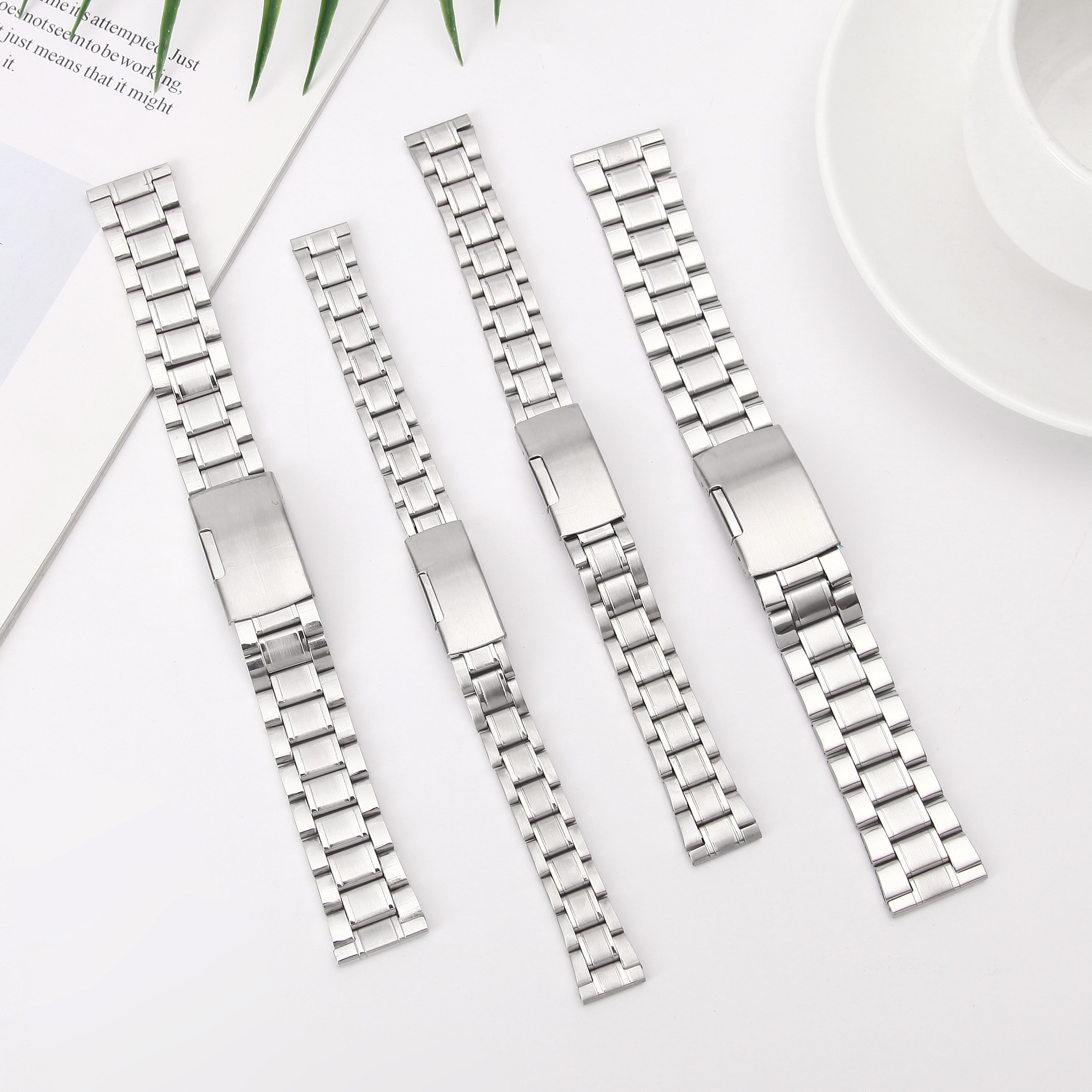 Three bead soild steel watch strap