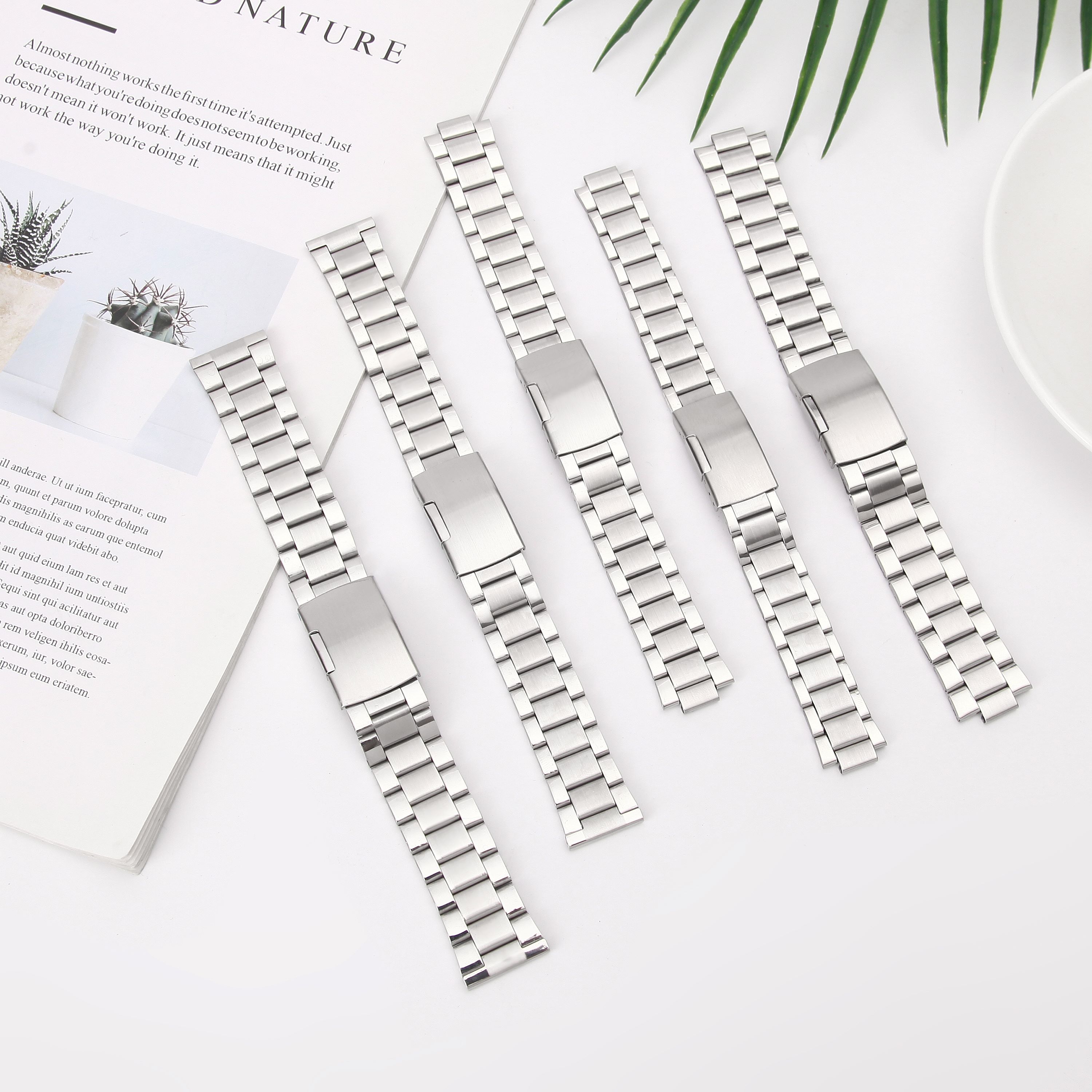 Butterfly buckle steel watch strap
