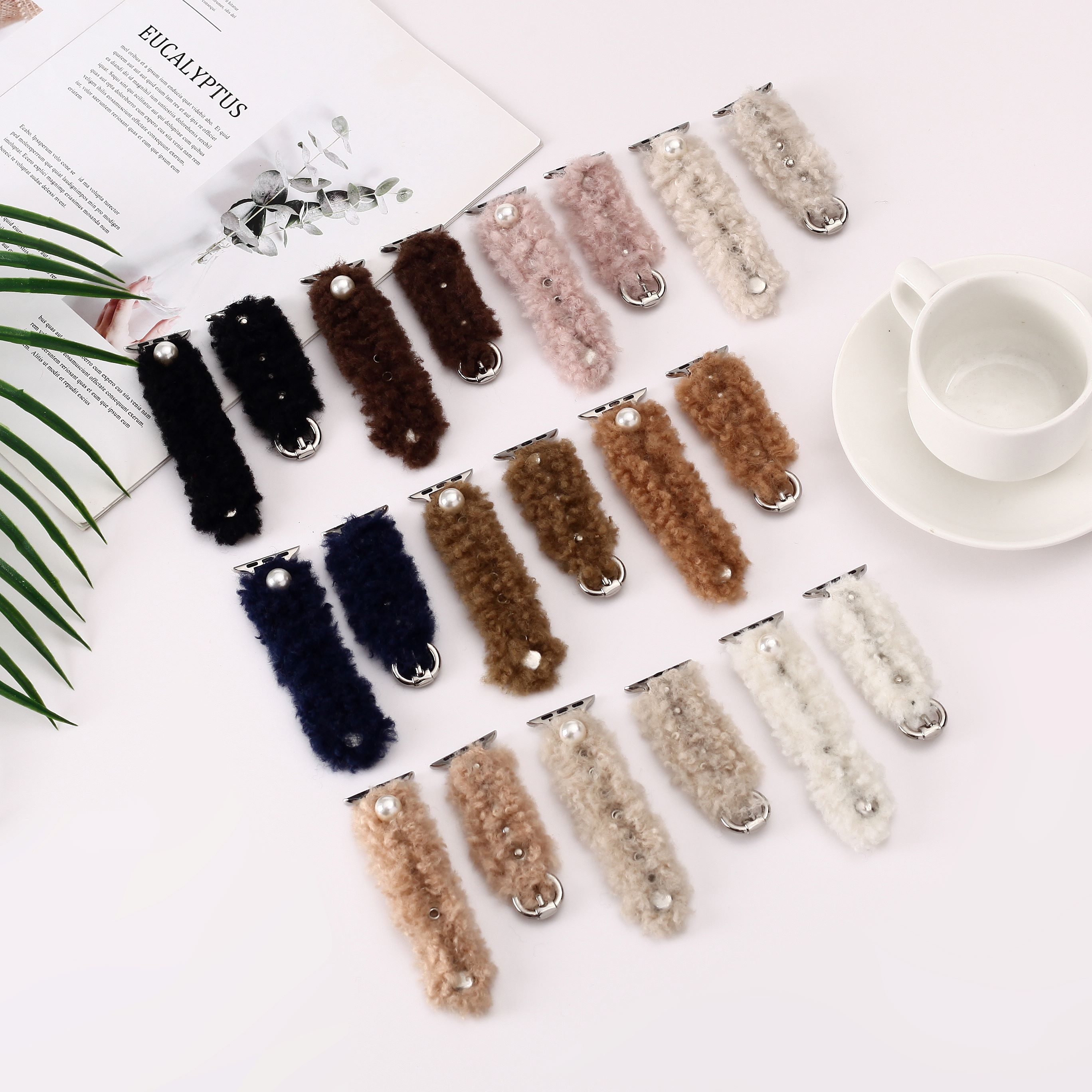 Imitation rabbit fur watch strap