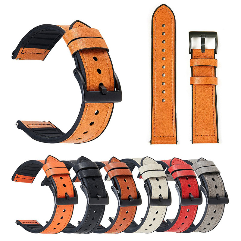 Leather silicone watch band